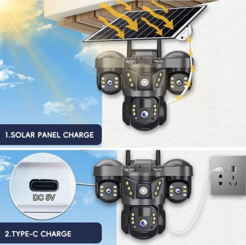 4G Solar Outdoor Security Camera with Triple‑Lens and Solar Power