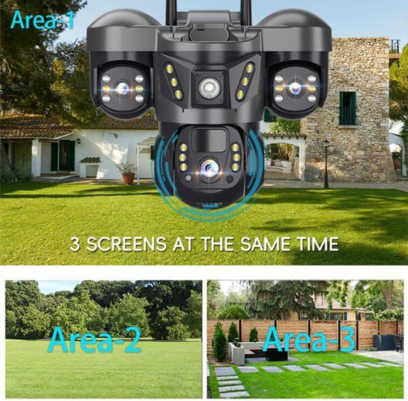 4G Solar Outdoor Security Camera with Triple‑Lens and Solar Power