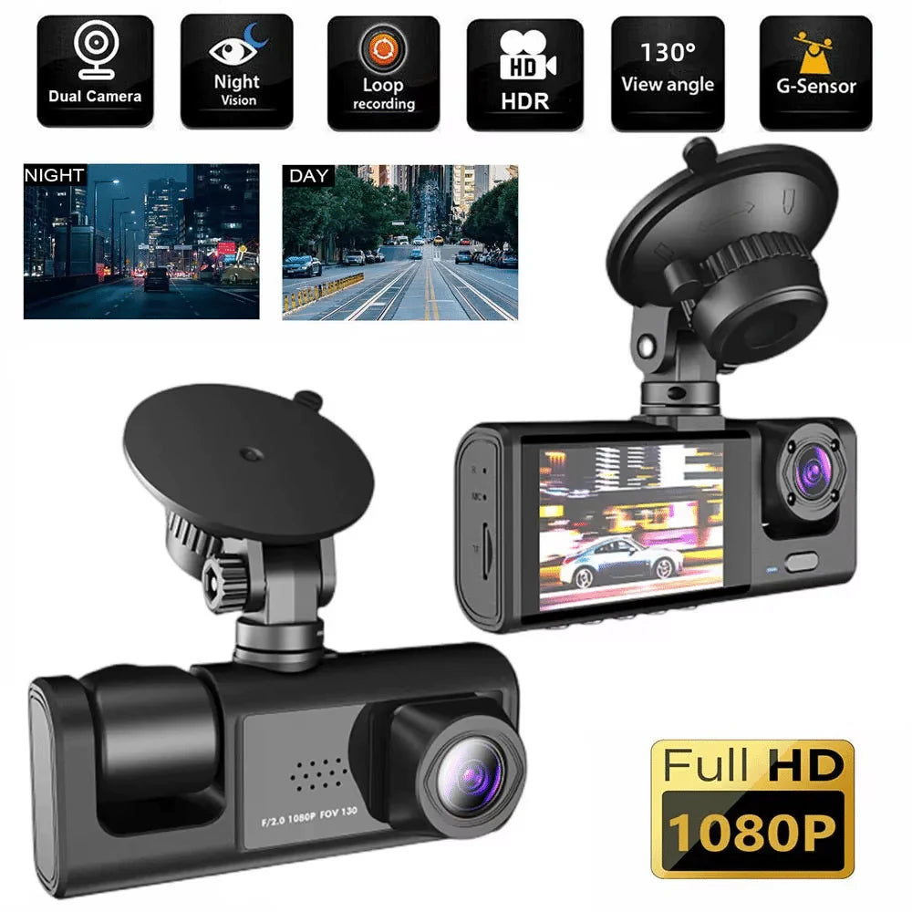 Three-Way DVR Dash Camera – Front, Rear &amp; Interior Car Recorder